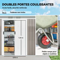 Outsunny Abri de jardin 3,6 m² remise à outils avec kit de fondation en acier galvanisé 280 x 130 x 172 cm, gris clair(m-5)