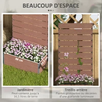 Outsunny Jardinière avec treillis, bac à fleurs, pour plantes grimpantes, légumes, fleurs, 72 x 38 x 150 cm, marron clair(m-4)