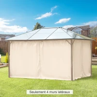 Outsunny 4 parois latérales pour pavillon de jardin tonnelle rigide 300 x 400 cm protéger de la pluie vent soleil beige(m-10)