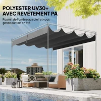 Outsunny Toile de Toit pour pergola Bâche pour Pergola rétractable de 4 x 3 m, Toile Uniquement 392 x 350 cm, Gris foncé(m-5)