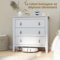 HOMCOM Commode 3 tiroirs meuble de rangement style contemporain avec poignées en polyuréthane, 80 x 40 x 78,5 cm, blanc(m-8)