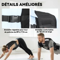 SPORTNOW Gilet lesté 8 kg veste lestée respirant avec sangles réglables et bandes réfléchissantes en sable de fer 43 x 33 cm noir(m-5)