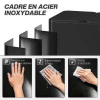 HOMCOM Poubelle de cuisine, poubelle tri sélectif, 3 compartiments de 20L, seaux intérieurs amovibles, 61,9x36,6x56,7cm, noir(m-8)