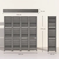 HOMCOM Paravent intérieur 4 Panneaux 160 x 170 cm 3 étagères Pliables séparateur de pièce Portes persiennes Bois de Paulownia(m-3)