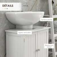 HOMCOM Meuble sous lavabo, meuble de salle de bain placard à 2 portes, étagère réglable, anti-humidité, 60 x 30 x 60 cm, blanc(m-6)