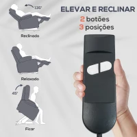 HOMCOM Poltrona Levanta Pessoas com Reclinação Elétrica em até 135° e com 8 Zonas de Massagem 83x92x110 cm Cinza(m-4)