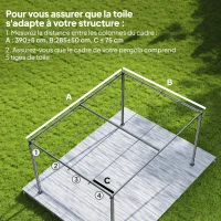 Outsunny Toile de Toit pour pergola Bâche pour Pergola rétractable de 4 x 3 m, Toile Uniquement 392 x 350 cm, Gris foncé(m-4)