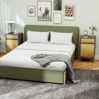 HOMCOM Lot de 2 tables de chevet table de nuit avec tiroirs et placard, style moderne, 40 x 39 x 69 cm, gris foncé(m-2)