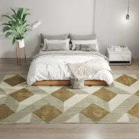 HOMCOM Tapis salon 230 x 160 cm poils courts lavable en machine hypoallergénique pour salon, chambre à coucher, bureau, jaune(m-10)