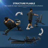 HOMCOM Banc de musculation pliable inclinable, banc réglable avec extenseur des jambes, acier, 54 x 160 x 106 cm, noir bleu(m-5)
