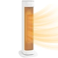 HOMCOM Chauffage d'appoint céramique PTC, radiateur électrique 2000 W avec thermostat réglable, minuterie, 21x19,7x61cm, blanc(m-11)