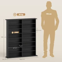 HOMCOM Rangements pour CD et DVD avec 16 compartiments et 12 étagères réglables capacité max. 720 CD/396 DVD et Blu-ray noir(m-3)