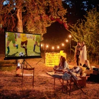 HOMCOM Écran de projection 84 pouces avec support trépied hauteur réglable, écran 4K HD 16:9(m-10)