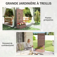 Outsunny Jardinière avec treillis, bac à fleurs, pour plantes grimpantes, légumes, fleurs, 72 x 38 x 150 cm, marron clair(m-6)
