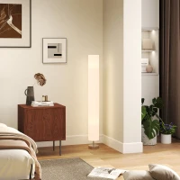 HOMCOM Lampe lampadaire colonne sur pied moderne lumière tamisée 40 W 14L x 14l x 120H cm inox blanc(m-10)