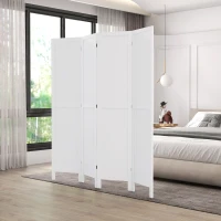 HOMCOM Paravent en bois séparateur de pièce closion intérieur pliable 4 panneaux en bois 160 x 170 cm blanc(m-10)