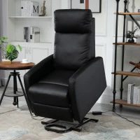 HOMCOM Fauteuil releveur électrique inclinable avec repose-pied ajustable et télécommande revêtement synthétique noir(m-10)