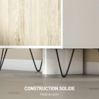 kleankin Meuble sous lavabo, meuble de salle de bain avec 2 portes, pieds en acier, 60 x 30 x 60 cm, blanc et bois naturel(m-5)