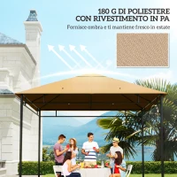 Outsunny Tetto di Ricambio per Gazebo 3x3m in Poliestere con Prese d'Aria e Fori di Drenaggio, Beige(m-6)
