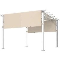 Outsunny Abdeckung für Pergola-Gazebo 3 x 3,6 m, Gazebo-Tuch aus Polyester 180 g/m² mit Stangentaschen und Gurten, UV30+, Nur Abdeckung, 548x122 cm, Khaki(m-6)