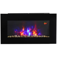 HOMCOM Elektrische Wandhaard, 1000W/2000W, LED-Vlameffect, Afstandsbediening, Stijlvol Uiterlijk, met Verwarmingsfunctie(m-1)