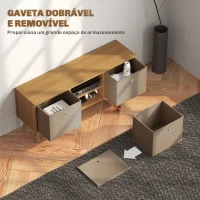 HOMCOM Móvel de TV para Televisores de até 50 Polegadas com 2 Gavetas de Tecido 2 Prateleiras Abertas 110x29x46,5 cm Madeira e Castanho Claro(m-5)