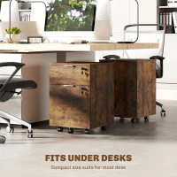 HOMCOM Two-Drawer Lockable Filing Cabinet - Black and Rustic Brown(m-8)