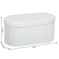 HOMCOM Storage Ottoman Folding Storage Bench 72 L 76x38x35 cm Velvet Upholstery Storage Chest Cream(m-3)