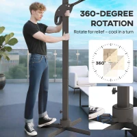 Outsunny Parasol déporté LED carré double toit inclinable pivotant 360° manivelle piètement acier dim. 3L x 3l x 2,66H m beige(m-5)