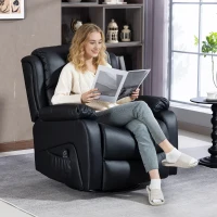 HOMCOM Poltrona Relax Reclinável com 8 Pontos de Massagem, Aquecedora e Apoia-pés, 87x97X100 cm, Preto(m-2)