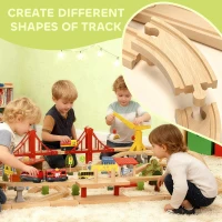 AIYAPLAY 133-Piece Wooden Train Set, Toy Train with Crane, Storage Box, for Kids Ages 3+(m-7)