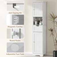 HOMCOM Slim Bathroom Storage Cabinet, with Sensor Lights - White(m-7)