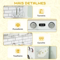 AIYAPLAY Cozinha de Madeira com Som Cozinha de Brincar com Acessórios em Aço Inoxidável Máquina de Lavar Micro-Ondas, Lava-Loiça 79,5x24x94 cm Branco(m-7)