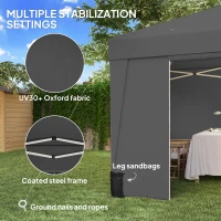 Outsunny Faltbarer Gartenpavillon 3 x 3 x 2,75 m UV-Schutz 30 + mit Fenstern + Seitenwänden + Transporttasche dunkelgrau(m-4)