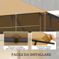 Outsunny Tetto di Ricambio per Gazebo 3x3m in Poliestere con Prese d'Aria e Fori di Drenaggio, Beige(m-5)
