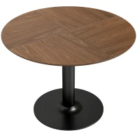 HOMCOM Mesa de jantar redonda para 6 pessoas, 110 cm mesa de cozinha moderna com base para sala de estar, Castanho aparência de madeira(m-1)