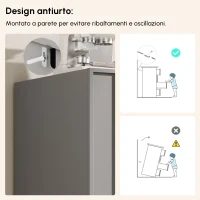 Mobile da pranzo minimalista con 4 ante e ripiani regolabili, 140x38,5x82.5 cm, Grigio(m-6)