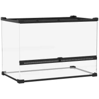 PawHut Boîte à reptiles, boîte d'élevage de reptiles, fermeture sécurisée par rotation, ventilation frontale, 50x30x35cm, noir(m-12)