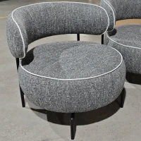 HOMCOM Poltrona de Sala com Assento Rotativo Revestida em Tecido Linho Assento Amplo Acolchoado Espesso Pés de Metal Cinzento Escuro(m-4)