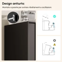 Mobile da pranzo minimalista, con 4 ante e ripiani regolabili, 140x38,5x82.5 cm, Nero(m-6)