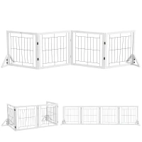 PawHut Cancellino per Cani Pieghevole con 4 Pannelli e Piedini Triangolari, 280x70 cm, Bianco(m-11)