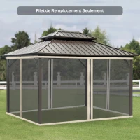 Outsunny Moustiquaires pour tonnelle barnum pavillon de jardin 3,35 x 2,07 m - lot de 4 moustiquaires zippées + crochets d'attaches - polyester nylon(m-10)