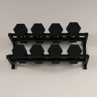 SPORTNOW Wall-Mounted Dumbbell Rack, 2-Tier Weight Stand, Space-Saving and Multi-Functional Steel organiser for Home Gym, Black(m-9)