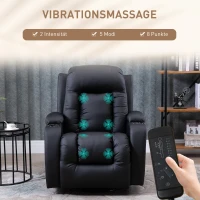HOMCOM Massagestoel, relaxstoel, schommelfunctie, 8 vibratiepunten, inclusief afstandsbediening, zwart(m-6)