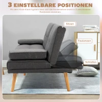 HOMCOM Schlafsofa im Skandi-Design, 3-Sitzer-Sofa, 2 Kissen, Grau + Natur(m-5)