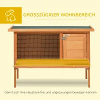 PawHut Konijnenhok konijnenkooi haas kleine dierenhok konijnenstal hout 90 x 45 x 65 cm(m-4)