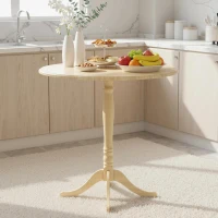 HOMCOM Mesa de comedor redonda para 4 personas Ø 80 cm, mesa de cocina, base de acero, estilo moderno, madera natural(m-2)
