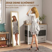 HOMCOM Spiegel, passpiegel, wandspiegel, 37 cm x 40 cm x 155 cm, incl. bevestigingshaken, zilver + eik(m-4)