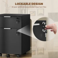 HOMCOM Two-Drawer Lockable Filing Cabinet - Black(m-6)