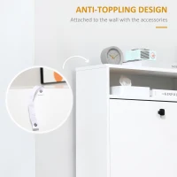 HOMCOM Narrow Shoe Cabinet with 3 Flip Doors, 14-18 Pairs Shoe Cupboard with Open Shelf for Slim Hallway and Entryway, 24 x 60 x 132 cm, White(m-6)